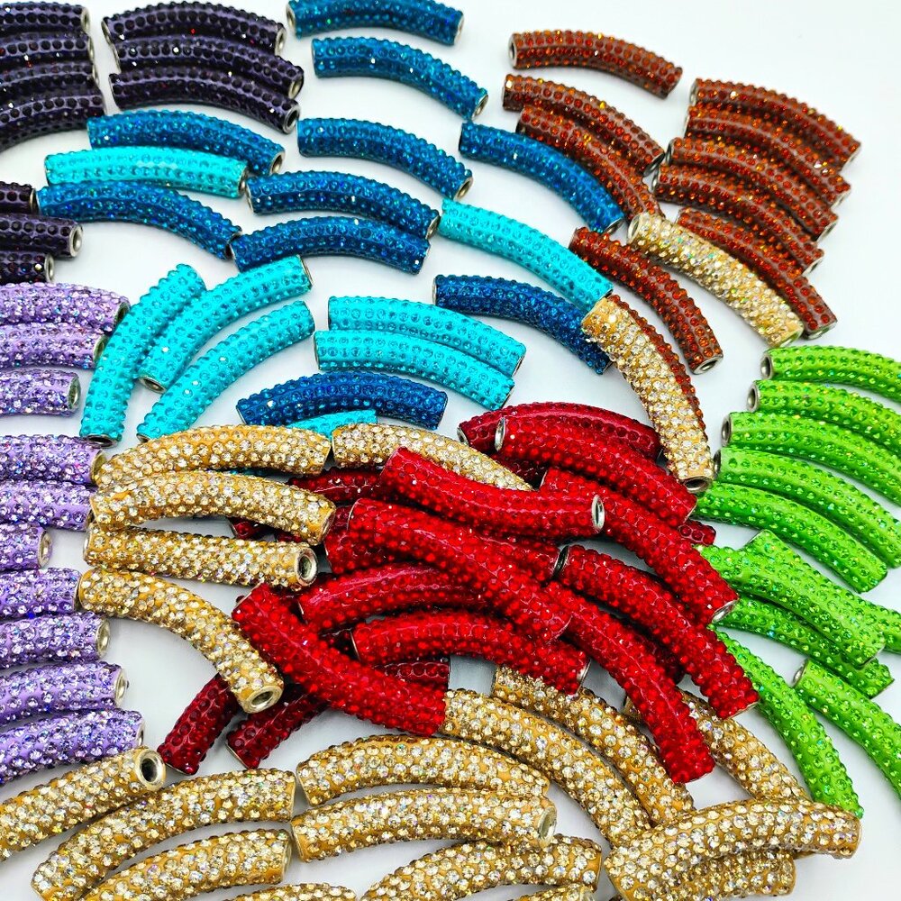 98 piece rhinstone tube beads